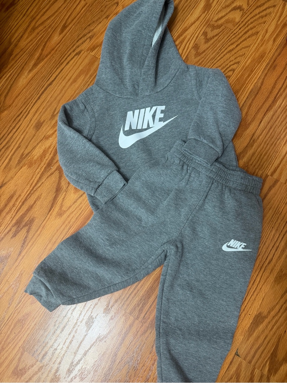 Nike Gray Hoodie & Jogger Set with White Swoosh-18 months
